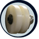 A Mat Cutter with sturdy, hardened plastic rollers.